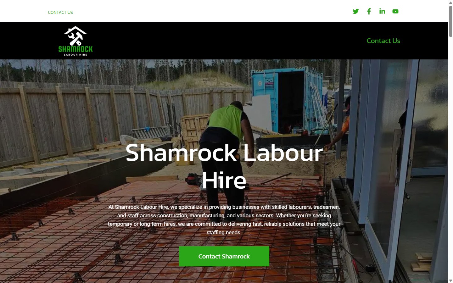 Shamrock Labour Hire website screenshot